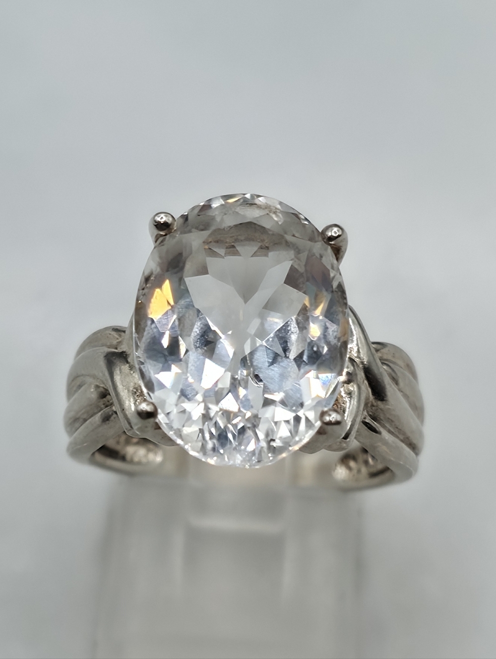 Extraordinary Rare Clyde Duneier Crystal Clear Topaz Ring